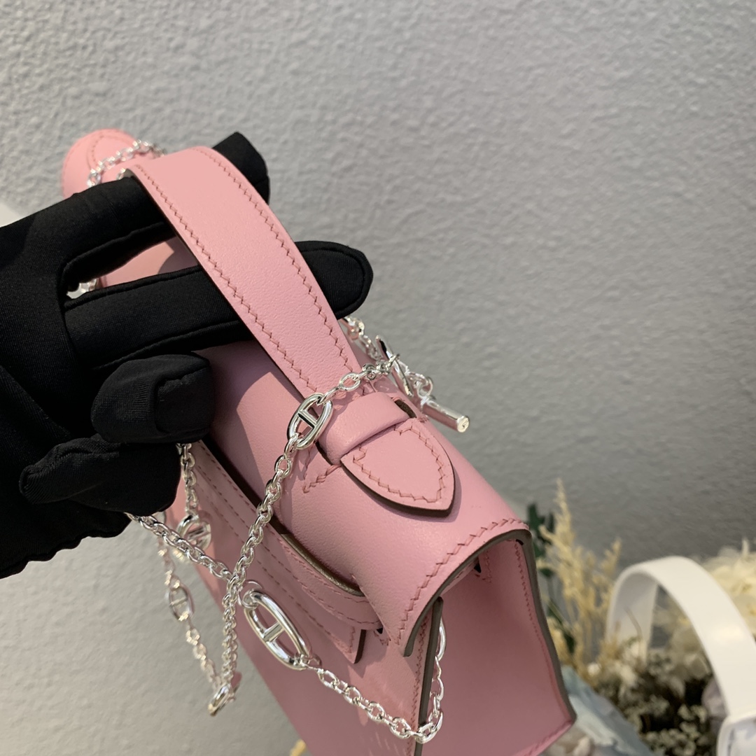 에르메스 미니 켈리백22 핑크 은장 스위프트